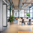 Working space within the background a meeting room oval glass