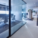 Partition with glass and drywall