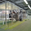 Free standing office units in a industrial look environment