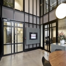 Entrance with fire protection doors.