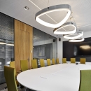 Double glass partition wall with blinds between the glass