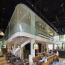 Curved double glass office wall with high sound reduction