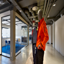 Glass conversation room in the showroom