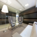High class conversation room with a glass wall.