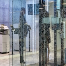 Vector pattern foil added to glass of a demountable office wall