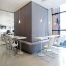 Sound absorbing column in the company restaurant.