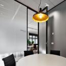 Glass meeting room partition with privacy foil