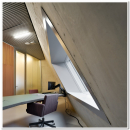 Working space with partition wall in the back