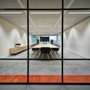 Industrial glass partition with horizontal and vertical dividing 
