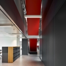 Stairway with extra high glass partition wall at Atlas TU/e in Eindhoven
