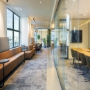 Full glass partition with black details