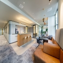 Glass office with rounded corners