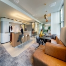 Glass office with rounded corners