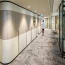 Single glass partitions with black profiles, hinges and locks