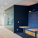 Double glazed partitions with wood finish