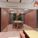 Single glass partition with wood and hard glass door