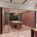 Single glass partition with wood and hard glass door
