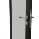 KDEC  aluminum framed  door with single glass and single seals.