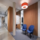 Single glass partitions with privacy foil added