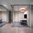 Aluminum framed door in glass partition