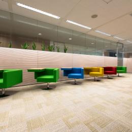 Wood panels added to a single glass partition wall