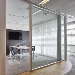 Full glass office wall with double glass