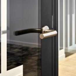 Aluminum framed flush door with double glass