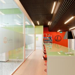 Double glass partition wall without vertical stands