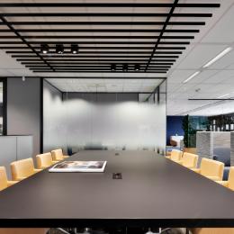 Conference area divides by some glass panels