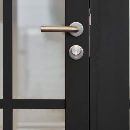 Framed door with classic vertical and horizontal grid