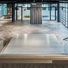 Presentation area with staircase grandstand at BDO in The Hague