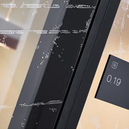 Detail flushdeur met folie in zwart uitgevoerd