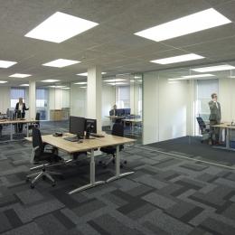 Smaller offices created with full glass and closed walls