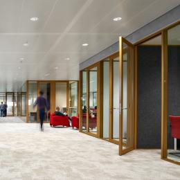 multiple silence rooms with partition walls and doors