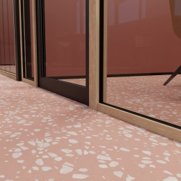 Single glass partition with wood and KDEC framed door