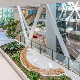 Stairs and elevator in the atrium at Canon Production Printing Venlo