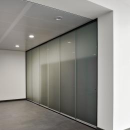 Hardened glass sliding doors to coverup the vending machines at OTCkmar