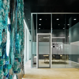 4 meter high full glass partitions with full flush doors