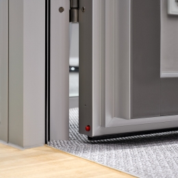 Framed door with double rebate and double seals