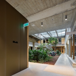 Transparent coated steel wall panels at faculty ITC University Twente Enschede